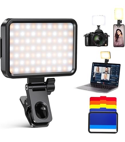 Lampe Selfie LED Rechargeable 80 LED - CRI95+ - 3 Modes Lumière - Clip 360° - Pour Phone, PC, Caméra - 2000mAh