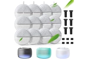 FEELNEEDY 12 Cat Fountain Filters and 6 Pump Filter Sponges Replacement and 6 Centre Sound-Absorbing Sponge, Pet Water Fountain Filter for 84 fl oz / 2.5 L Cat Water Fountain (F-016B)