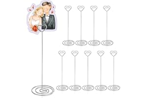 HomWanna Table Number Holders 10Pcs - 8.75 inch Heart Shaped Place Card Holder Tall Table Number Stands for Wedding Party Graduation Reception Restaurant Home Centerpiece Decoration Memo (Silver)