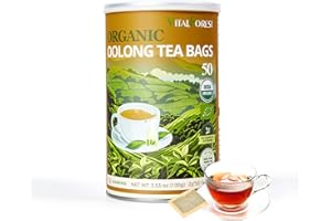 Organic Oolong Tea Bags, 50 Count, Unbleached Chinese Oolong Tea Bags, VitalForest High Mountain Tea Tie Guan Yin, Non-GMO, Container Pack for Gift Set