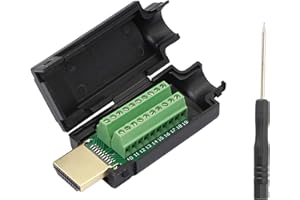 GELRHONR HDMI Adapter Signals Terminal Breakout Connector, Gold Plated HDMI Male to 20 Pin Solderless Terminal Breakout Board with Breakout Plastic Cover -Black