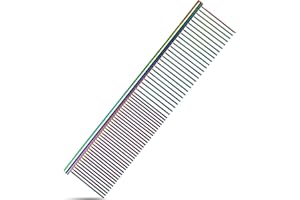 GREOER Stainless Steel Pet Comb Metal Rounded Teeth Pet Comb, Pet Grooming Comb for Detangling Tool for Large Medium Small Pets Dogs Cats, Short/Long Haired Tangles (19 * 4cm, Colourful)