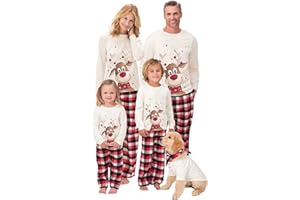 SAMGU Pigiama Famiglia Natale Set Pigiama di Capodanno Indumenti da Notte Abiti Natalizi Tuta per papà Mamma Bambini