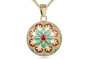 EUDORA Harmony Ball Collier Bola de Grossesse pour Femmes avec Empreinte de Main, Collier Musique Balle Pendentif pour Femme Enceinte Future Mère Cadeau Original, 76cm +114cm