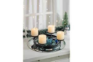 ‎ROMADEDI Romadedi Adventskranz Modern Rund Metall: Adventskranz Gestell Matt Schwarz Ø 30cm für 4 Stumpenkerzen Ø 8 cm - Skandinavisch Adventsgesteck Minimalistisch für Tisch