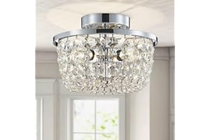 ‎WUZUPS WUZUPS Kristall Kronleuchter halbbündig Deckenleuchte moderne Leuchte für Schlafzimmer Flur Bar Küche Badezimmer, H 19,3 cm B 25 cm, Chrom, G9 Sockel