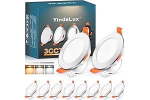 YindaLux Faretti Led da Incasso per Cartongesso, 5W 550LM IP44 Faretti LED Soffitto Dimmerabile, 3000K 4000K 6000K Regolabile Faretti da Incasso 230V Diametro Foro Ø65-75mm, Cromo, Set di 10