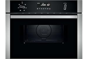 NEFF N50 C1AMG84N0B Microwave Oven, with Hotair, Control Dials, Automatic Programmes, Integrated, Black with Stainless Steel, 60x45cm