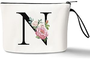 JEKUGOT Personalisierte Make-up-Taschen, Geburtstagsgeschenke für Frauen, Mütter, A-Z Personalisierte Geschenke für Frauen, einzigartige Freundschaftsgeschenke für Frauen, Braut-Kosmetiktasche (N)