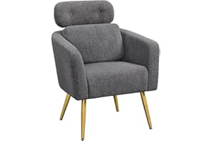 Yaheetech Butaca de Salón con Reposacabezas Ajustable 3 Posiciones Silla de Ocio Respaldo Ergonómico y Soporte Lumbar Sillón Relax Individual Carga 136 kg para Salón, Dormitorio, Oficina Gris