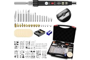 ockered Brandmalerei Lötkolben Set, ockered 52 in 1 Brandmalkolben, 60W Lötstation Temperatur 150 C-450 C Regelbar für Holz, Leder Gravieren, Skulptur Holzbrandmalerei Profi Hobbybastler