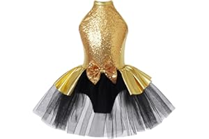 inlzdz Vestido Lentejuelas de Danza para Niña Maillot de Gimnasia Rítmica Circo Vestido de Baile Latino Jazz Disfraz de Bailarina Ballet para Fiesta Navidad Carnaval