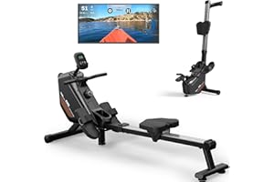 MettleMatic Máquina de remo para el hogar plegable: 300 Newton 16 niveles de resistencia magnética – Remo Bluetooth con 150 kg de carga y 2 años de garantía