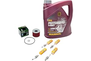 MVH BOCKAUF Wartungspaket Öl 4L + Ölfilter + Zündkerzen für Yamaha XJR 1200 XJR 1300 4PU RP02 RP06 RP10 RP02 Baujahr 1995-2006