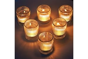 Vohocandle Ribbed Tea Light Candle Holders Bulk Set of 12, Clear Tealight Holders Vintage for Wedding, Glass Tea Light Holders for Party, Home Decor and Christmas Decoration（5 cm W × 6 cm H）