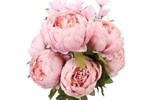 Ksnnrsng Flores Seda Peonía Artificiales para Boda Nupcial Partido Hogar Oficina de la Decoración de DIY (Primavera Ligero Rosado)