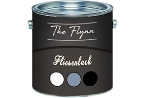 The Flynn hochwertiger Fliesenlack glänzend Grau Weiß Schwarz ALLE RAL 2 Komponenten Fliesenlack inkl. Härter (5 L, Schwarz)