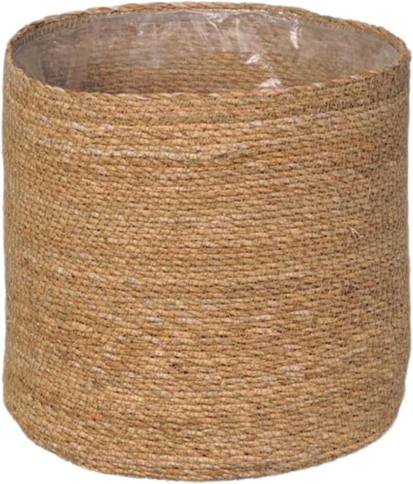 SMPLY. Macetero Semirígido Redondo Cesta Mimbre Ideal para Macetas o Tiestos Válida para Interiores o Terrazas Cubremacetas De Yute Natural (Natural, 12 x 12 cm)