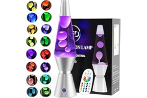 ‎FOOING FOOING Lavalampe mit Fernbedienung, Lavalampen für Stressbekämpfung, 17 farbwechsel Stimmungslampe LED Lavalampe für Kinder Schwarz-37cm Weiß