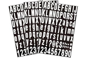 Caihinier 231Pcs 3 Feuilles Set de Lettres et de Chiffres Auto-Adhésif en Vinyle, Autocollant de Numéros pour Boîte aux Lettres, Fenêtre, Porte, Maison, Adresse (Noir Scintillant, 1 Pouces)