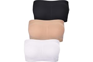 FULIER Women's Bandeau Bra Sports Yoga Seamless Wireless Padded Strapless Bras