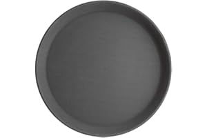 Olympia Kristallon Round Tray Black Anti-Slip Plastic - 356mm 14"