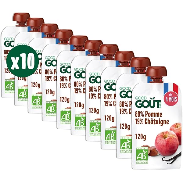 Good Goût BIO Apple Quince Fruit Puree Pouch - 120g, Pack Of 10, From 6 Months