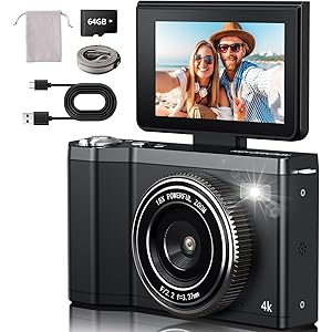 4K Digital Camera for Photography,64MP Vlogging Camera for YouTube with 3\