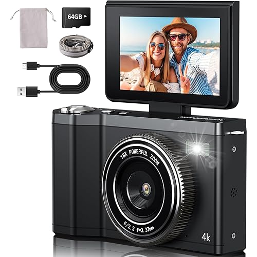 4K Digital Camera for Photography,64MP Vlogging Camera for YouTube with 3\