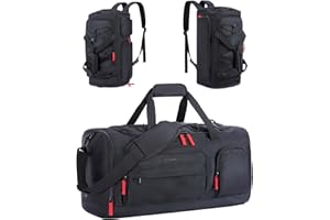 BAGSMART Gym Sports Bag with Wet Pocket, 35L Backpack for Travel Overnight with Shoe Laptop Compartment, Weekend Duffle Bag for Airplane, Water-Resistant, Black