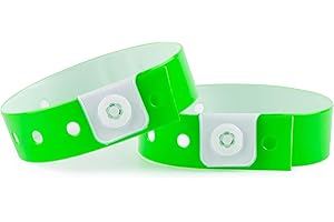 iboo - 100 Bracelets Plastique Vinyle Vert Fluo pour Évènements Festivals – Idéal pour la sécurité - 25 x 1,6 cm