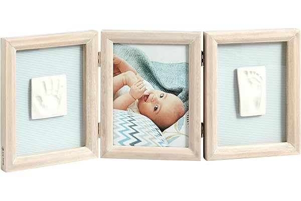 Baby Art - Cadre Photo 3 Volets avec 2 Empreintes My Baby Touch Bois cérusé