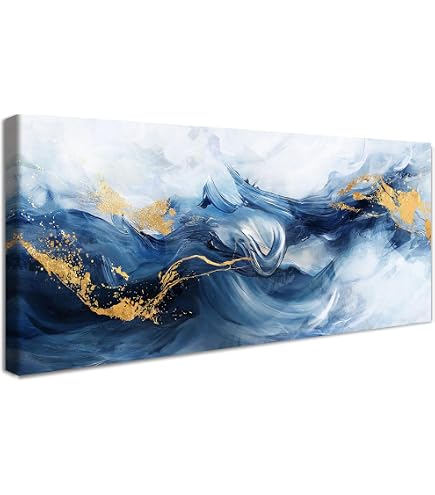 Feeby - Impression sur Toile - Tableau Decoration Murale - Abstrait Gris Or Marron Lofts - 120x40 1partie - Salon Peinture Tableaux - Moderne Reproductions Tableaux - Décoration Chambre