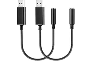 Linkstyle 2 Stücke USB Externe Soundkarte USB auf 3.5mm Klinkenbuchse, Stereo Audio Headset USB Klinke Adapter Kabel für Lautsprecher, Laptops, Lautsprecher, 4 Pole TRRS Mikrofon
