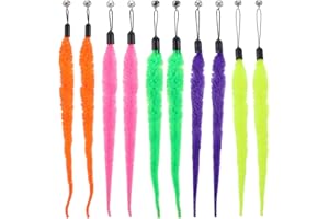 Ptwola 10 Stück Katze Wand Spielzeug Ersatz Nachfüllung Katzenwurmspielzeug Nachfüllungen Katzenstab Teaser Ersatzminen pelziger Schwanz Wurm mit Glocken für Katzen Kätzchen