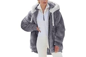 NAFING Veste Femme Polaire Chaud Confortable Sweat À Capuche Manches Longues Avec Zippée Hoodies Automne Hiver Manteau Peluche Épaissir Doux Sweatshirt Ample Décontractée Outwear Blouson