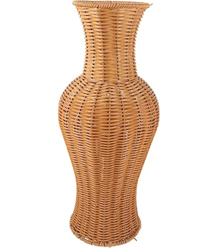 Vaso Alto In Rattan Intrecciato A Mano – 30 Cm, Colore Naturale – Per Fiori Secchi, Decorazione Casa, Matrimoni, Spa E Meditazione