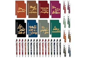7CDXD 48 Pezzi Mini Quaderno Piccolo, 8*12 cm Block Notes Tascabilediari Motivazionali, Blocchi Note, Regali di Apprezzamento per i Dipendenti con 16 Portachiavi, 16 Penne, 16 Quaderni Motivazionali