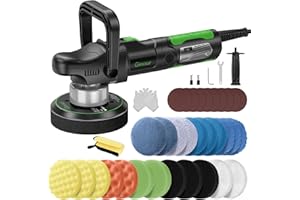 Ginour 1000W Max Dual Action Car Polisher for Car Detailing, 6 Variable Speeds 2000-6400 OPM, Car Buffer Polisher Machine with D &Side Handles,150mm/6in Disc