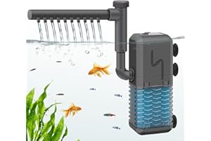 IREENUO Regulowany filtr do akwarium, wewnętrzna pompa filtrująca do akwarium 600 l/h z drążkiem natryskowym, cichy filtr zanurzeniowy 6 W do małych zbiorników do 120 litrów