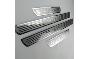 Fransande 4 Pcs Stainless Steel Car Door Sill Protector for Op-el Vauxhall ASTRA G H J K GTC 2010-2020, Auto Welcome Pedal Kick Plates Scuff Guard Styling Decoration Accessory,Silver