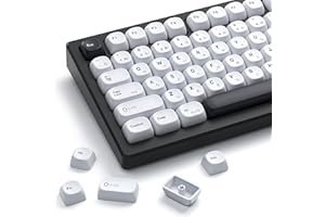 HITIME XVX PBT-Tastenkappen, MOA-Tastenkappen, weiß, japanische Tastenkappen, 75 Prozent, benutzerdefinierte Tastenkappen, Farbstoff-Sublimation, 137 Tasten, Tastatur-Tastenkappen-Set für 100%, 75%, 65%, 60%