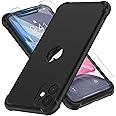 ORETECH for iPhone 11 Case, with [ 2 x Tempered Glass Screen Protector] 360 Shockproof Heavy Duty Protection Ultra Thin Hard PC Silicone TPU Rubber Bumper Cover for iPhone 11(2019) - Black