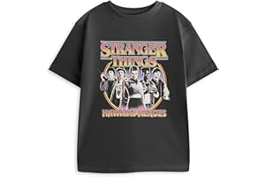 Stranger Things Hawkins Heroes Kids Dark Grey Short Sleeved T-Shirt | Graphic Tee Featuring Eleven, Mike, Dustin, Lucas, Will | Great for Everyday Wear Merch