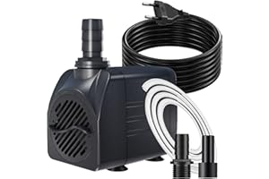 KNIFEL Springbrunnenpumpe 16W 800L/H Teichpumpe Mit 3m Extra-Langes Kabel Schutz vor Überhitzung Funktion Ultra Leise Aquariumpumpe Wasserpumpen für Brunnen, Hydroponik-Systeme, Submersible Tauchpumpe