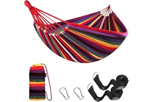 Anyoo Hamac d'extérieur de Camping, en Plein air Portable en Toile, Léger avec Sangles respectueuses des Arbres, Sac de Transport, Parfait pour Le Jardin, Balcon, Patio, la Plage, Randonnée