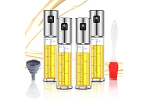 elagel Ölsprüher Für Speiseöl 4x100ml Öl Sprühflasche Mit Skala Sprühflasche Öl Aus Glas Und Edelstahl Öl Zerstäuber, Oil Sprayer Ausgestattet Mit Ölbürste Und Trichter Notwendig Zum Kochen