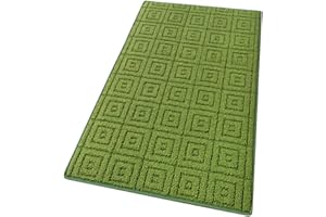 emmevi Tappeto Cucina 3D Antiscivolo Tinta Unita Lavabile Morbido Assorbente Mod.EVITA 57X145 VERDE