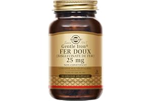 Solgar Fer doux Gentle Iron 25mg - Vitalité - Fer hautement assimilable et tolérance optimale - Non-constipant - Complément Alimentaire - Flacon de 90 gélules végétales