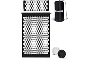 LifeGoods Tapis Acupression - Tapis de Massage - Tapis d'Acupression - Mal De Dos - Relaxation et Traitement de la Douleur - Noir et Blanc